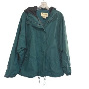 Eddie Bauer Gortex Rain Jacket Parka Womens XL Green Waterproof Hooded Vintage